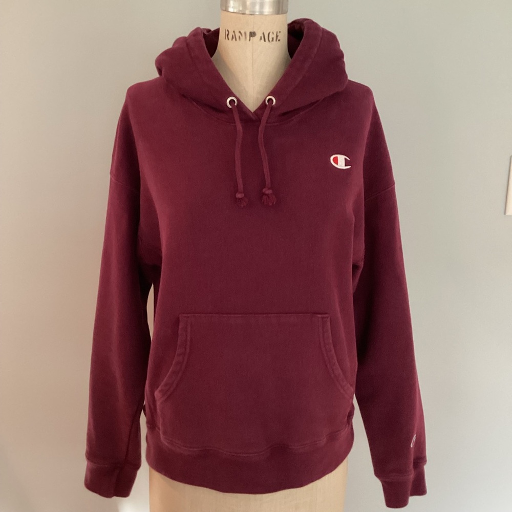 Champion Womens Reverse Weave Maroon Hoodie Size Large